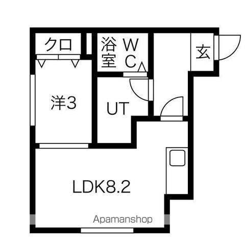 メリディアンKⅠ(1DK/2階)の間取り写真