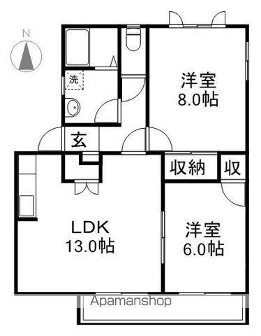 フレグランスモア綱島M棟(2LDK/1階)の間取り写真