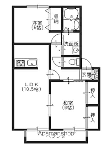 メゾンセモアA棟(2LDK/1階)の間取り写真