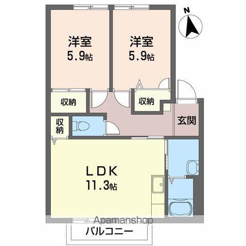 ドミール富永 C棟(2LDK/2階)の間取り写真