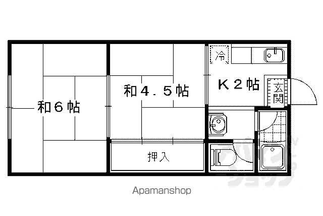 CASA坂脇(2K/1階)の間取り写真