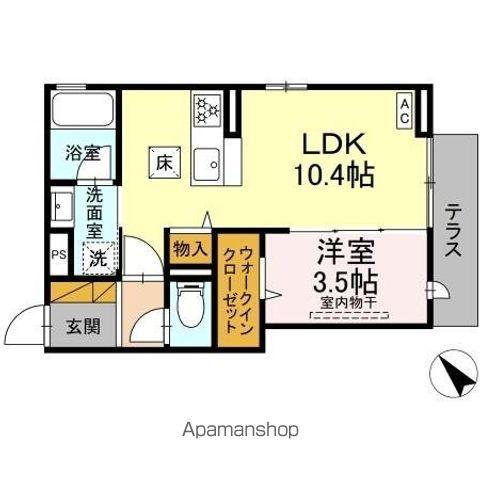 アップルベリーフィールズ(1LDK/1階)の間取り写真