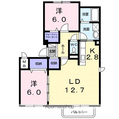 キャトルセゾンA(2LDK/3階)の間取り写真
