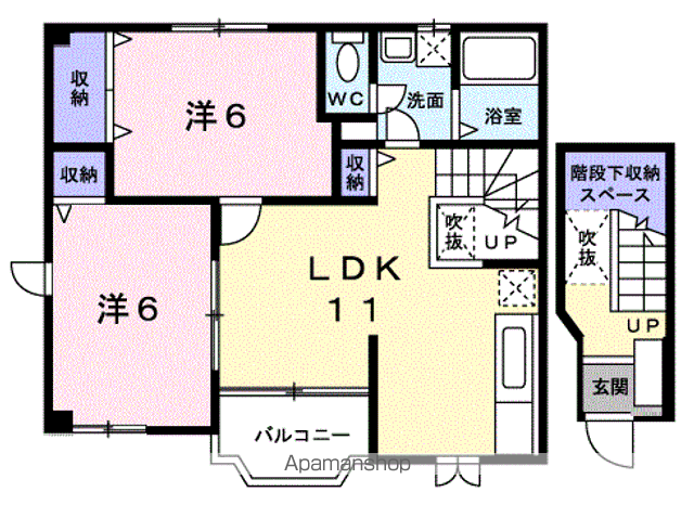 マルゴヒルズⅤ(2LDK/2階)の間取り写真