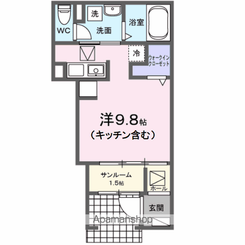 レジデンス KIDA-C(ワンルーム/1階)の間取り写真