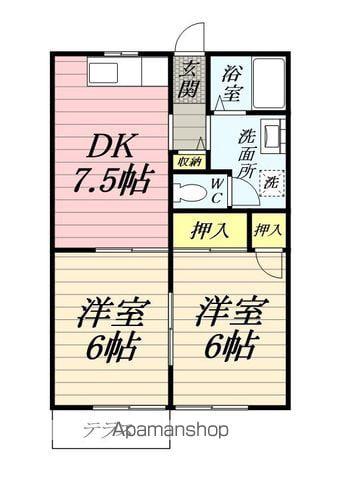 メゾンソレイユ(2DK/1階)の間取り写真