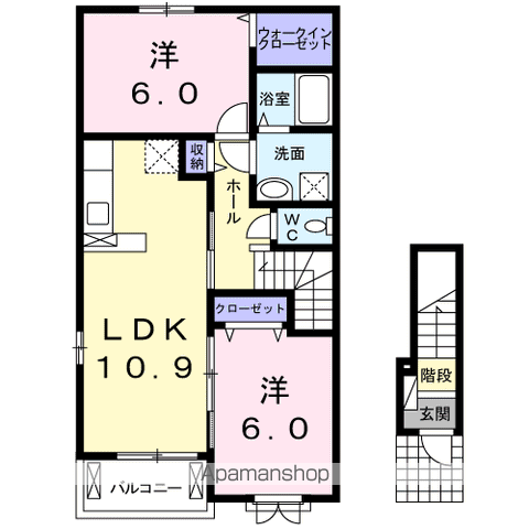 セレーノ洞海3(2LDK/2階)の間取り写真
