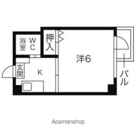中西ビル(1K/2階)の間取り写真