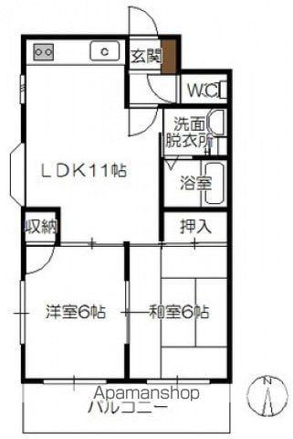 インテグラル海老園(2LDK/2階)の間取り写真