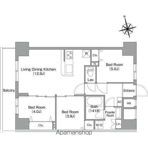 コンフォリア・リヴ南砂町イースト(3LDK/3階)の間取り写真