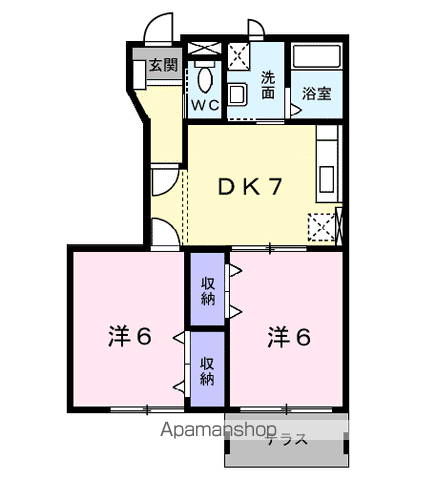 メイプルガーデン(2DK/1階)の間取り写真