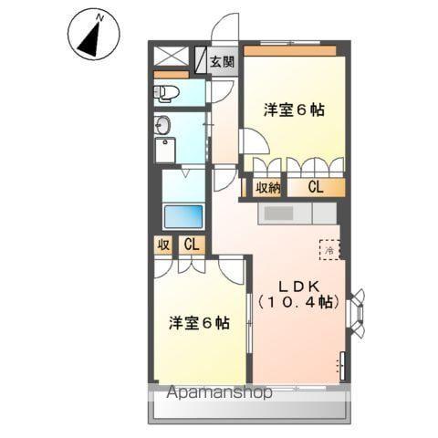 ピュアローズ(2LDK/2階)の間取り写真