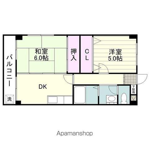 コーポ柿ノ迫(2DK/2階)の間取り写真