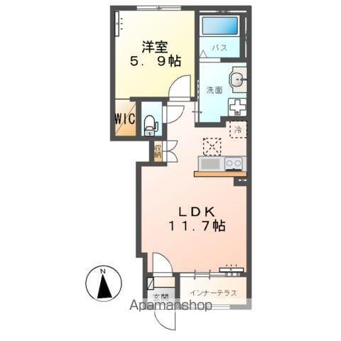 ハレレア(1LDK/1階)の間取り写真