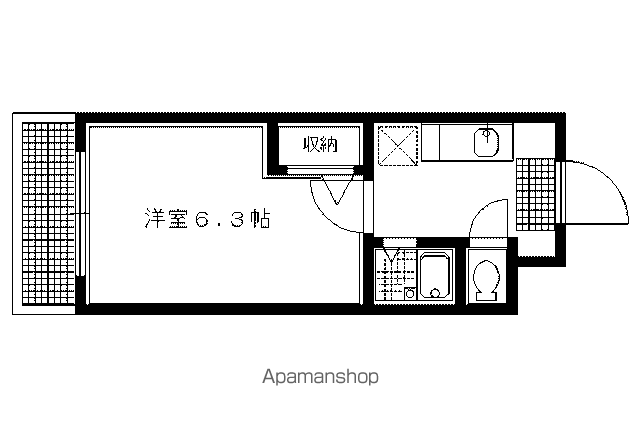 ハイポジション銀閣寺(1K/2階)の間取り写真