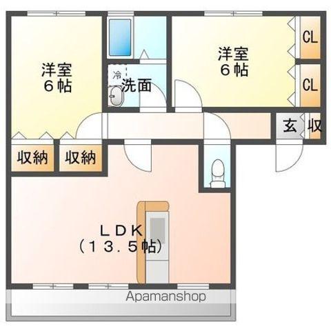 ビューテラスA・B(2LDK/2階)の間取り写真