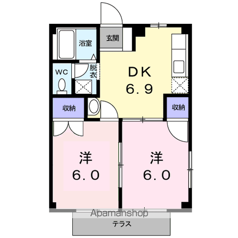 ビレッジハタヤA(2DK/1階)の間取り写真