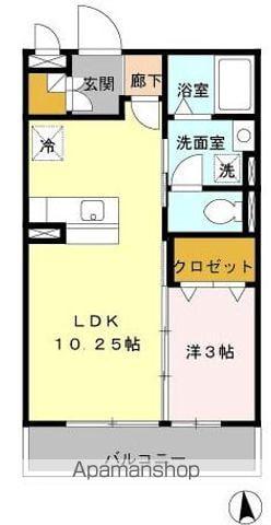 フェリスタ宮沢(1LDK/2階)の間取り写真