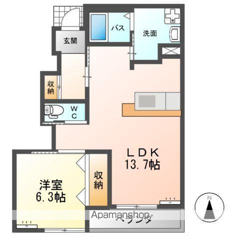 QUATRE SAISON NATURE(1LDK/1階)の間取り写真