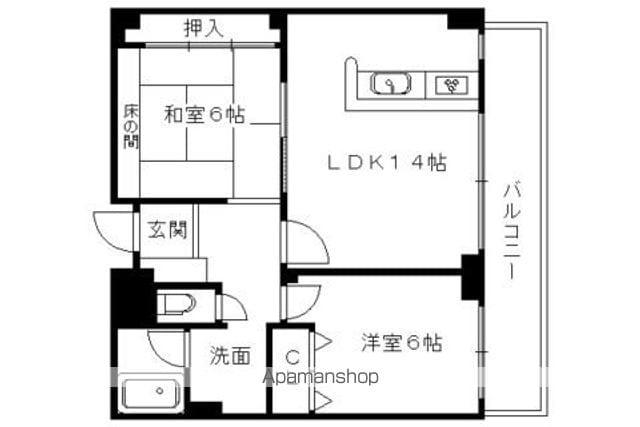 ランブラス桂川(2LDK/4階)の間取り写真