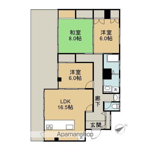 サンアベニュー相模原(3LDK/1階)の間取り写真