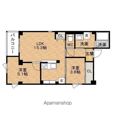 プレジールトロワ土佐堀(2LDK/2階)の間取り写真