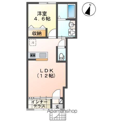 ブルヴァール(1LDK/1階)の間取り写真