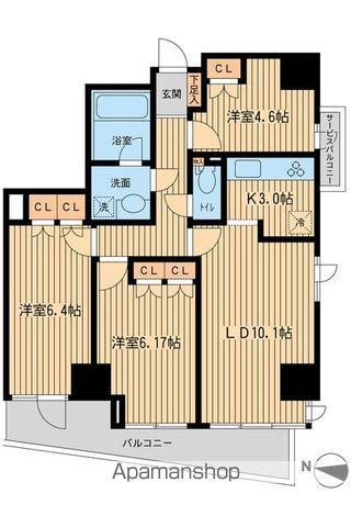 KDXレジデンス千駄木(2SLDK/3階)の間取り写真