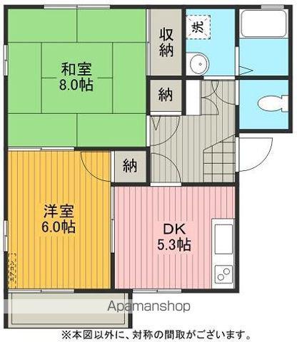 ディアス松山B棟(2K/2階)の間取り写真