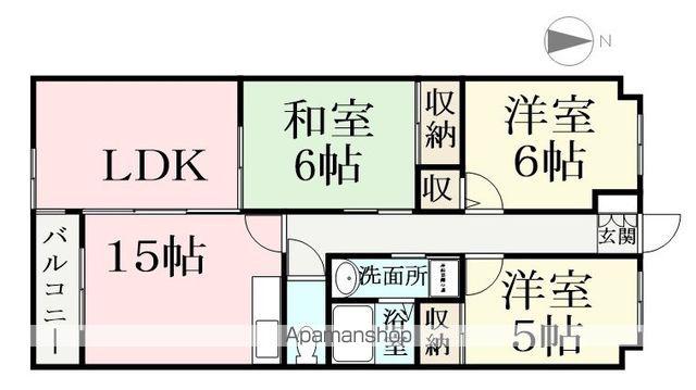 ローズ・ヴィラ二の宮(3LDK/4階)の間取り写真