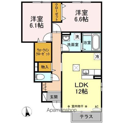 プルームガーデン2(2LDK/1階)の間取り写真
