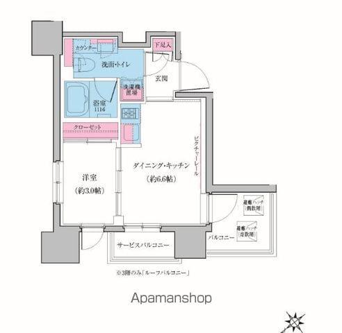 クレヴィアリグゼ雪が谷大塚(1DK/6階)の間取り写真