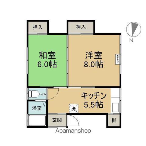 相馬荘2号棟(2K/2階)の間取り写真