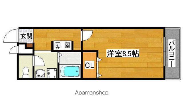 フロランス東助松(1K/1階)の間取り写真