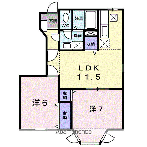 メゾンセレッソ Ⅰ(2LDK/1階)の間取り写真