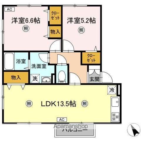 リバーサイドシャトーABC(2LDK/2階)の間取り写真