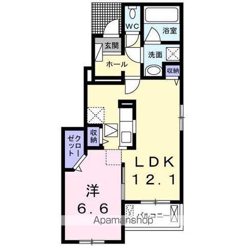メロコトン(1LDK/1階)の間取り写真