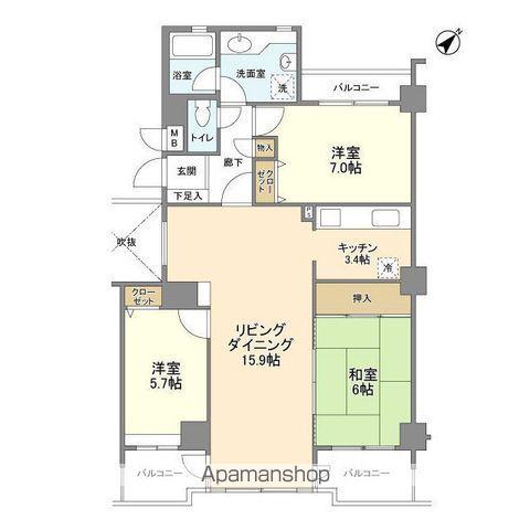 コスモ柏2(3LDK/2階)の間取り写真