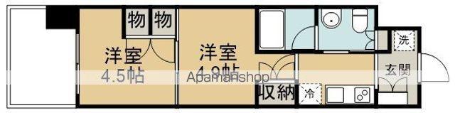 プラウド川越(2K/4階)の間取り写真