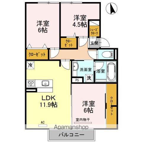 プレミアム弐番館(3LDK/2階)の間取り写真