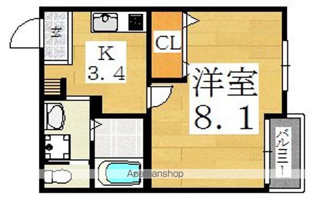 ⅩONE(1K/1階)の間取り写真
