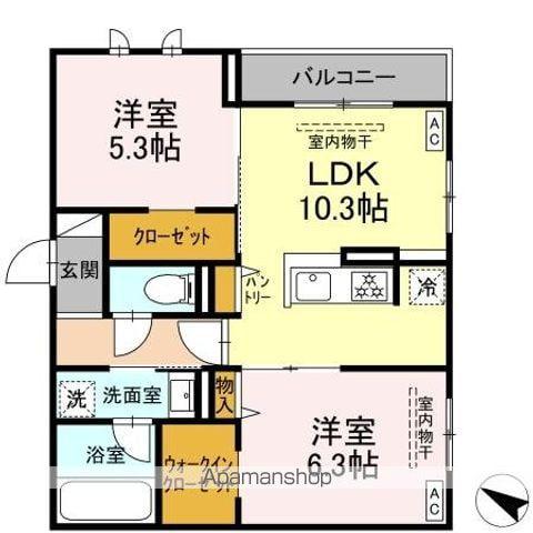 セルメイユール(2LDK/3階)の間取り写真