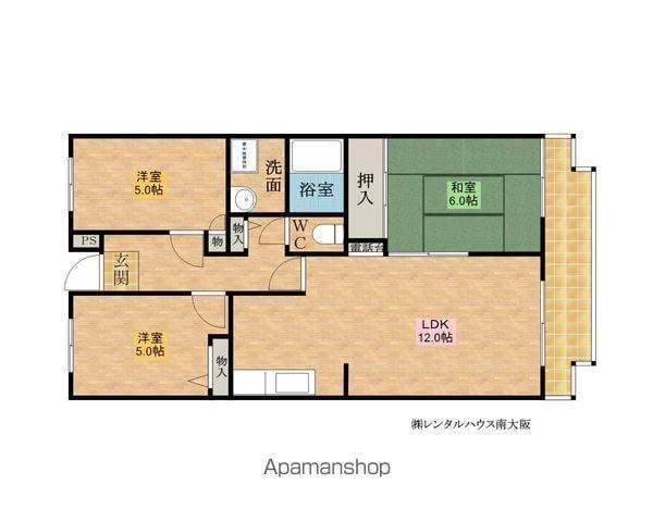 HAL岸和田(3LDK/4階)の間取り写真