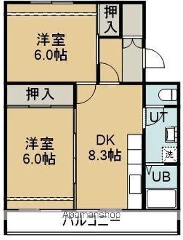 ヴィラナリー函館4号棟(2DK/4階)の間取り写真