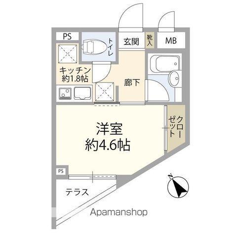 BIT代々木上原(ワンルーム/2階)の間取り写真