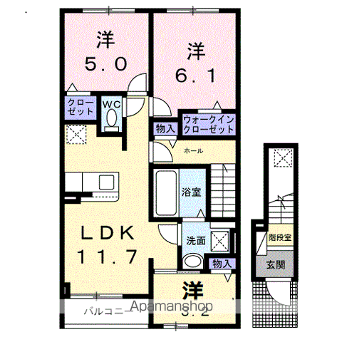オーシャンフロント(3LDK/2階)の間取り写真