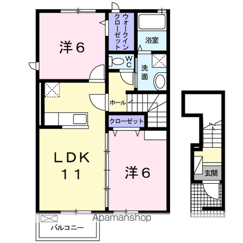 ラシュレⅡ(2LDK/2階)の間取り写真