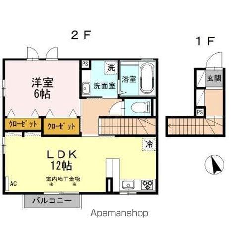 ノーブル照手(1LDK/1階)の間取り写真