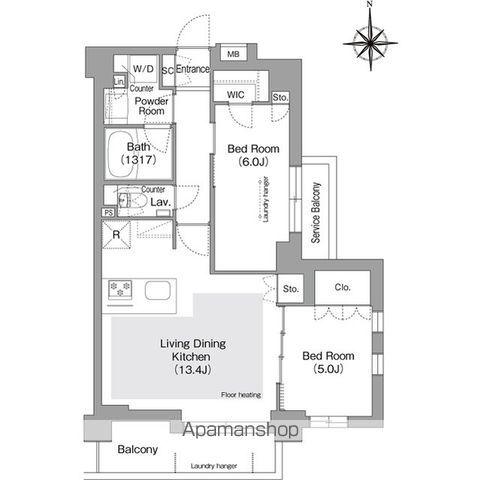 コンフォリア・リヴ文京護国寺(2LDK/2階)の間取り写真