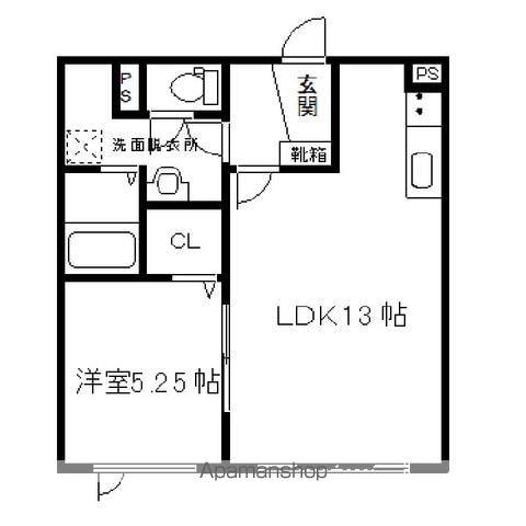 ヴィラ K&E(1LDK/2階)の間取り写真
